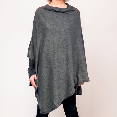 Poncho 100% Kaschmir - Kaschmir Echt Luxus | Elegantes Grau | AKÅSA Biarritz