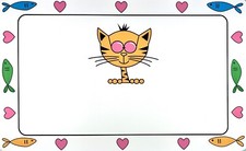 Petrageous Cool Kitty Cat Placemat Cat Feeder Cat Bowl Feed Bowl Vinyl Placemat