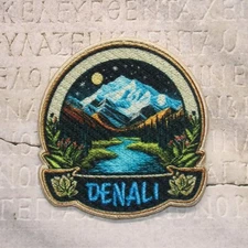 Denali National Park Patch Iron-on Applique Alaska, AK Preserve, Nature Badge