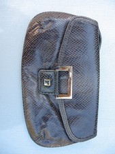 Liz Claiborne Clutch Handbag Scaled Pattern Black/Gray