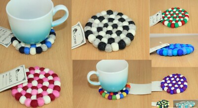10cm HANDARBEIT FILZ UNTERSETZER PAD TASSE WASSERKOCHER MATTE KNÄUEL WOLLE WEICH WARM KREIS FC2