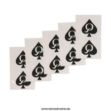 10 x Mini Queen of Spades Tattoo - Logo in sc...
