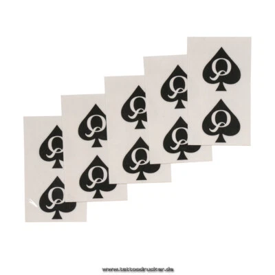 FETISH TATTOO 10 x Mini Queen of Spades Tattoo - Logo in Black - Fetish Symbol Tattoo (10)