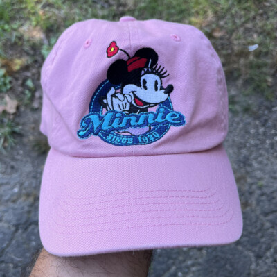 Minnie Mouse Hat Pink Disney Store Golf Cap Spell Out Logo Women's 