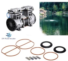 NEW 1/2hp 72+ PSI Fish Pond Aerator Compressor Pump 3+ cfm 1yr Wty +Rebuild KIT