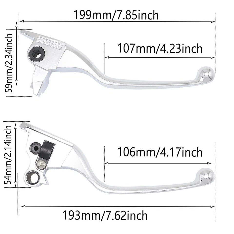 Palancas de embrague de freno cromadas un par para Harley Road King FLHR / FLHRC 2008-2016 EE. UU. Foto 2 de 4