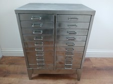 Vintage STOR 20 drawer stripped steel  filing cabinet COLLECT ONLY NE31