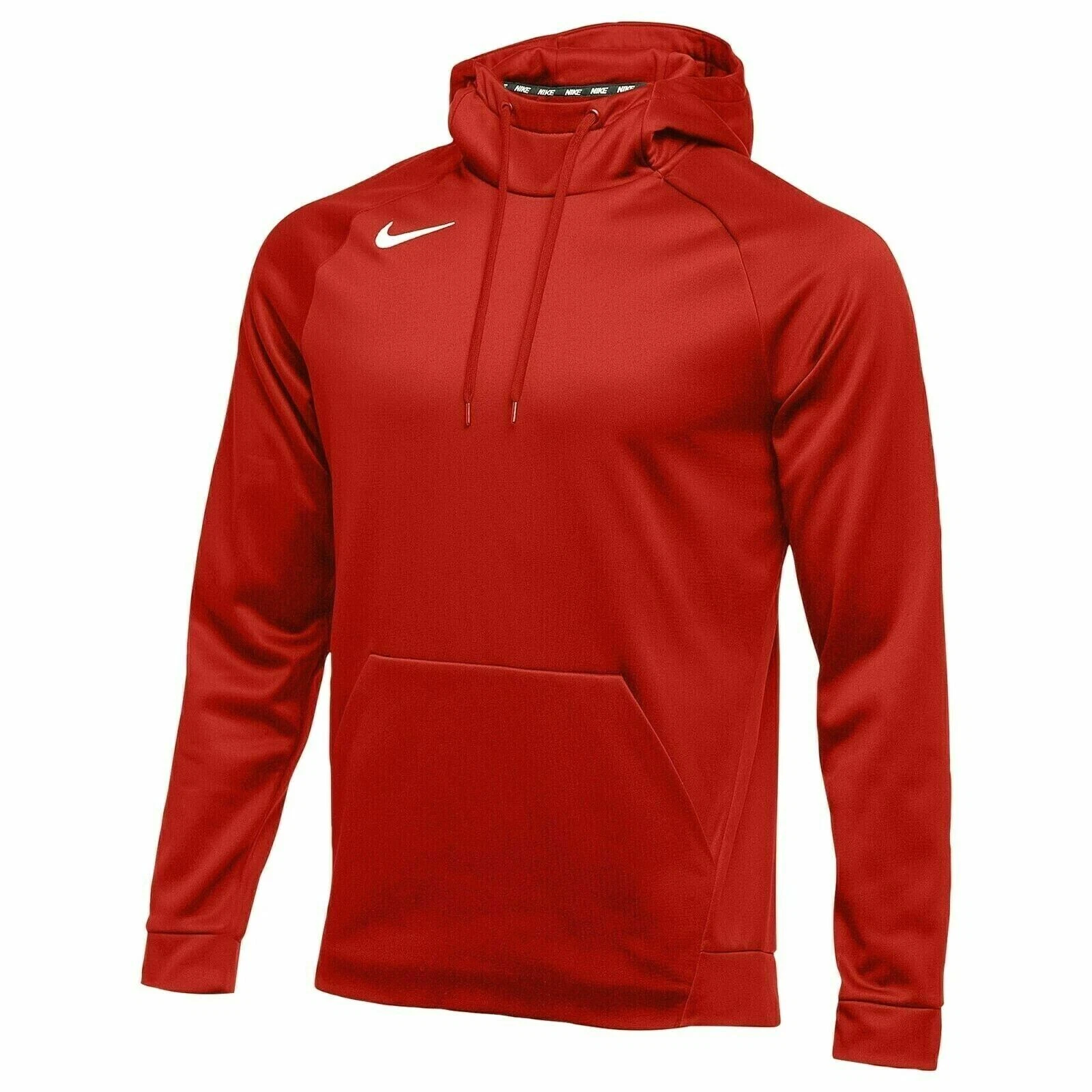 NEW MEN’S NIKE THERMA DRI-FIT PULLOVER HOODIE SWEATSHIRT!!! IN RED WHITE!!!