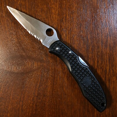 Vintage 90s Spyderco C10PSBK Endura Clipit Japan Black Folding Pocket Knife GEN1