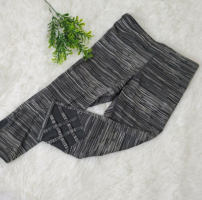 C9 Champion Girls Performance Black Grey Stripes Sport Capri Leggings Size S