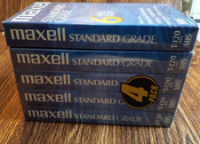Maxwell VHS T-120 6 Hour Standard Grade Blank VCR Tapes NEW & SEALED Lot of 5