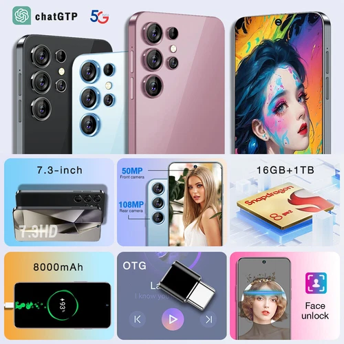 5G Unlocked 7.3" A24 Ultra Smartphone Android Dual SIM Mobile Cell Phone Cheap - Afbeelding 3 van 26