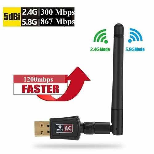 1200Mbps Long Range AC1200 Dual Band 5GHz Wireless USB 3.0 WiFi Adapter Antena - Zdjęcie 1 z 4