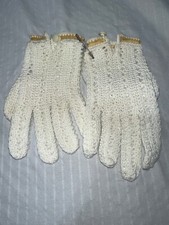 vtg women's small handmade crocheted white gloves