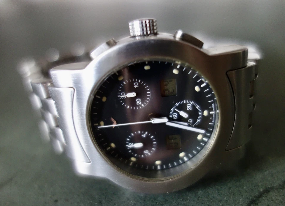 Ventura V-Tronic Hans Wettstein Quartz Ana/Digi Chrono Watch Uhr Orologio - Image 4 of 4