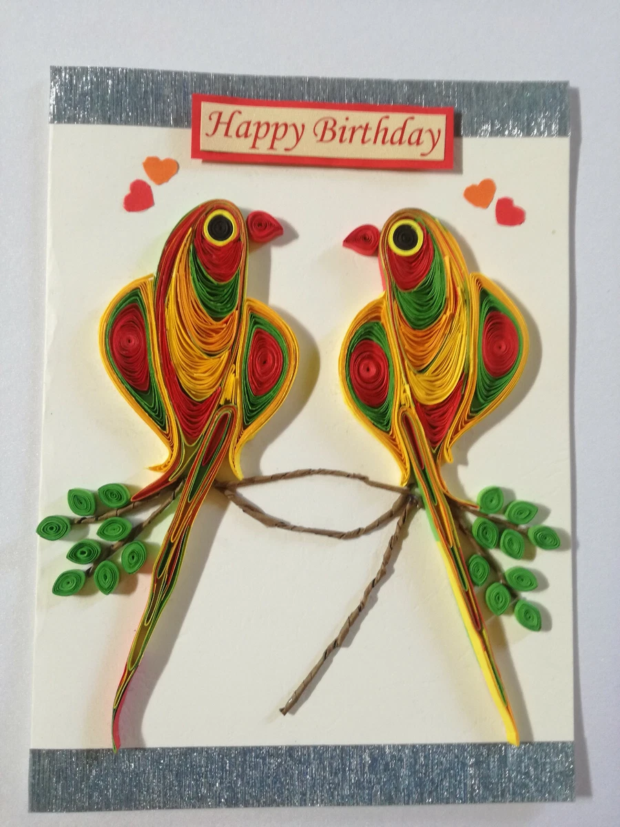 Birthday Card 100% Handmade Paper Quilling Greeting Colorful Lovely Cards |  eBay