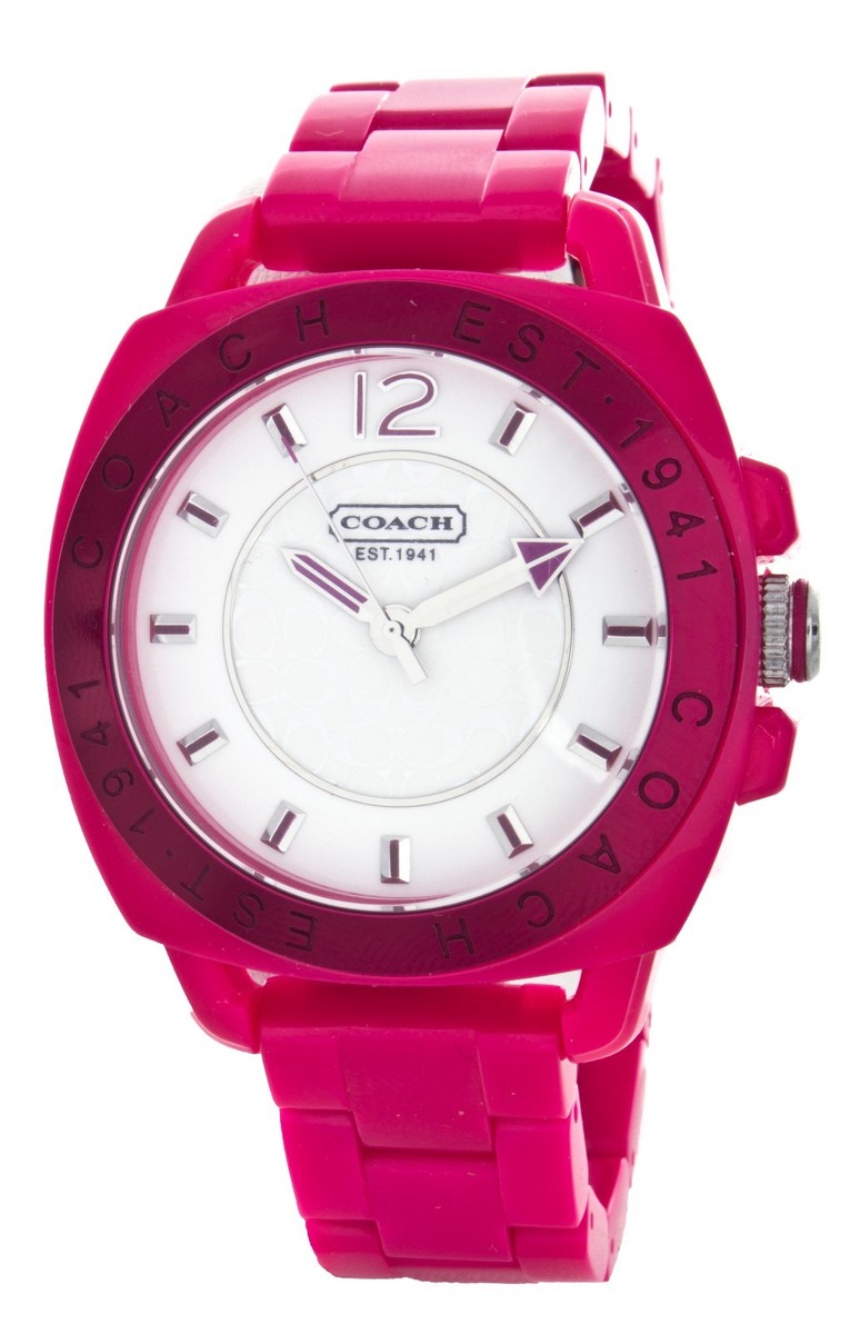 Coach Women's Boyfriend Pink Plastic Bracelet Watch 14501349 | eBay