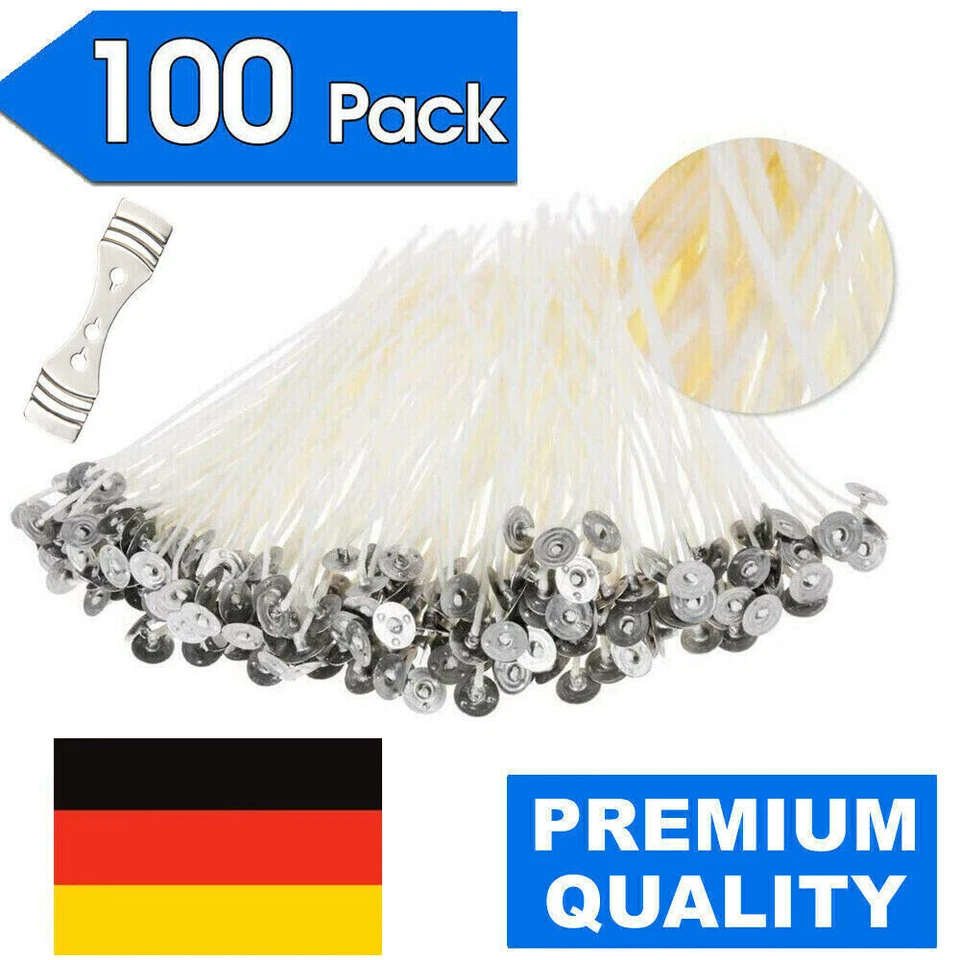 50/100 Stk Docht Mit Fuß Kerzendocht Flachdocht Kerzendochte-Gewachst 10/15/20cm - Bild 4 von 4