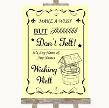 Yellow Wishing Well Message Personalised Wedding Sign