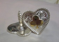 Heart Horn Cap Silver Plated 1 1/4" w/ 3/4" wood screw w/figure OR Letter in JB