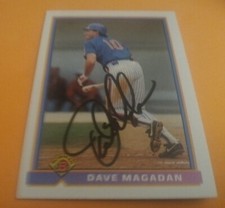 1991 Dave Magadan SIGNED Bowman MLB Baseball Card #484 New York Mets AUTOGRAPH 