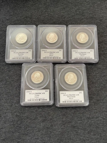 * 2004 S Texas Florida Wisconsin Michigan Iowa * SILVER * PCGS * PR69 DCAM *