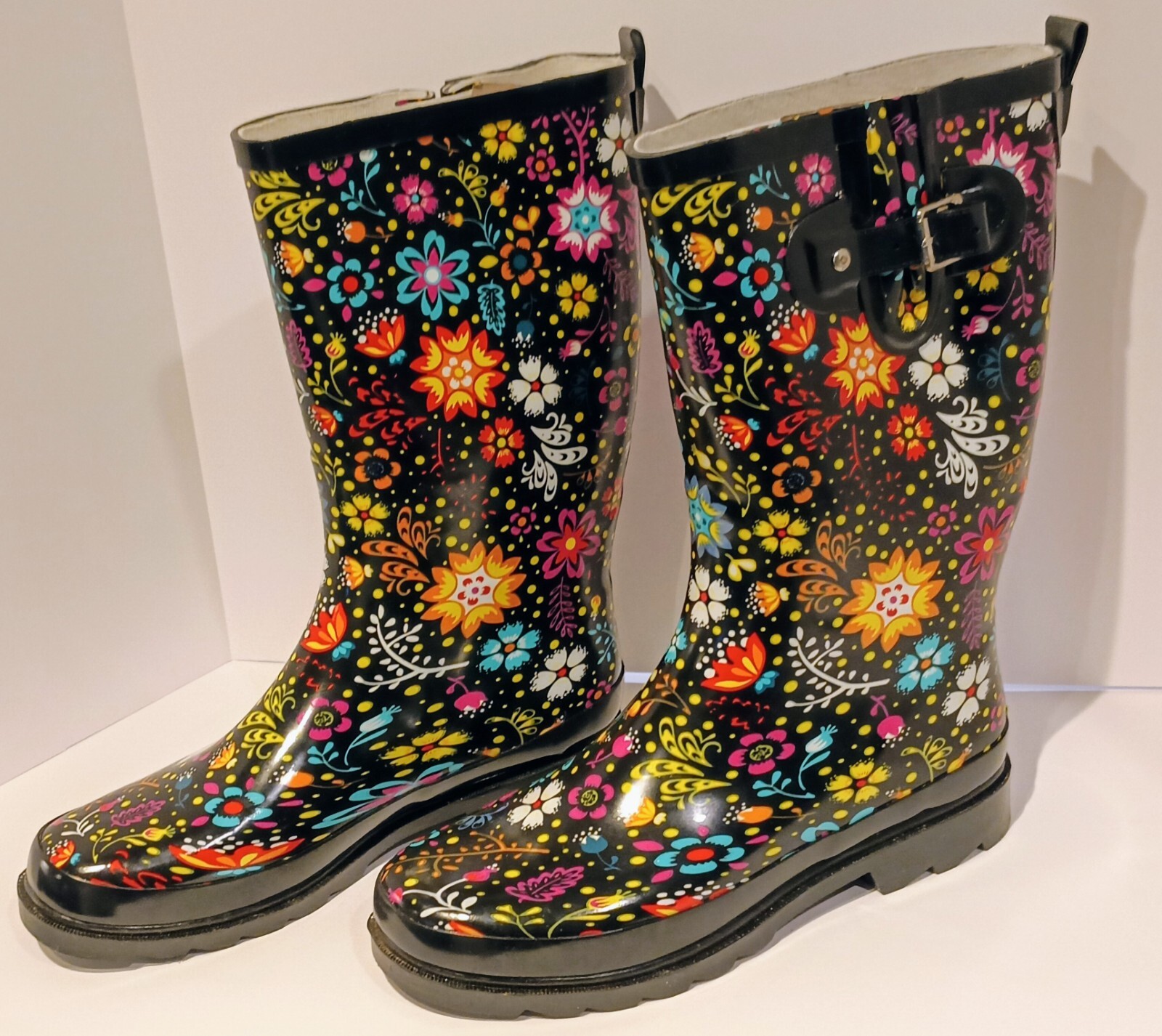 Western Chief Rubber Rain Boots Galoshes Women's Size 10 Garden Play Black-EUC