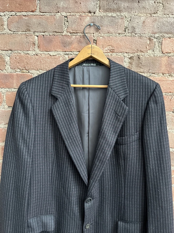 Chaqueta de tweed a rayas espiga D’Avenza Roma de colección para hombre talla 44R 100 % lana, Italia Foto 2 de 4