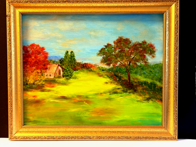 #ad FRAMED PRAIRIE BARN Rural Landscape 24 x 20 quot; Oil Canvas SIGNED $23.99