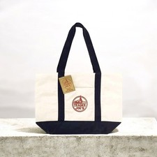 Trader Joe  s Bag Canvas Reusable Heavy Cotton Basic Style Shopping Navy Large