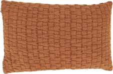 Rust Textured Waffle Weave Pillow, 16"x24", Poly Filled for Cozy Comfort