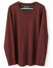 Eddie Bauer Burgundy Solid Knit Crew Neck Pullover Sweater Men's XXL Long Sleeve