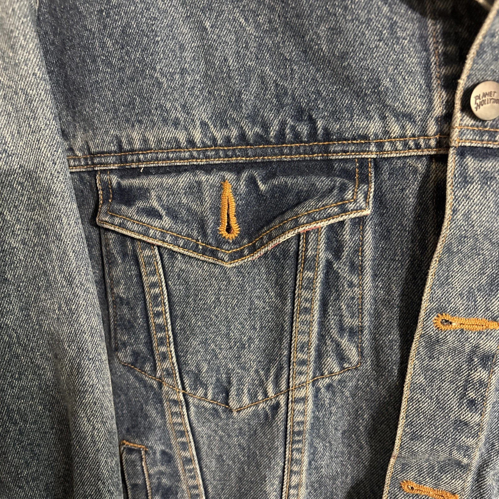 Vintage 1991 PLANET HOLLYWOOD Las Vegas Casino Denim Trucker Jean Jacket Small - product detail image 8