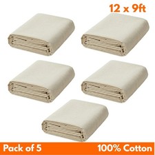 5 X Dust Sheets For Painting & Decorating 100% Cotton Dust Sheets Large (12x9ft)