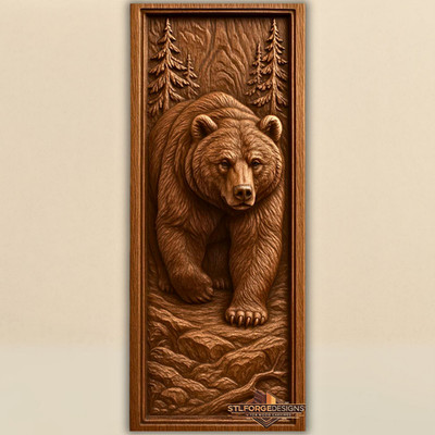 Bear STL File for CNC Router   3D Relief Carving Model