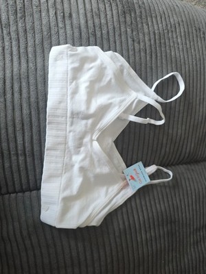 Cat & Jack Girls 2 Pack Seamless Bras White S V-Neck Adjustable Straps