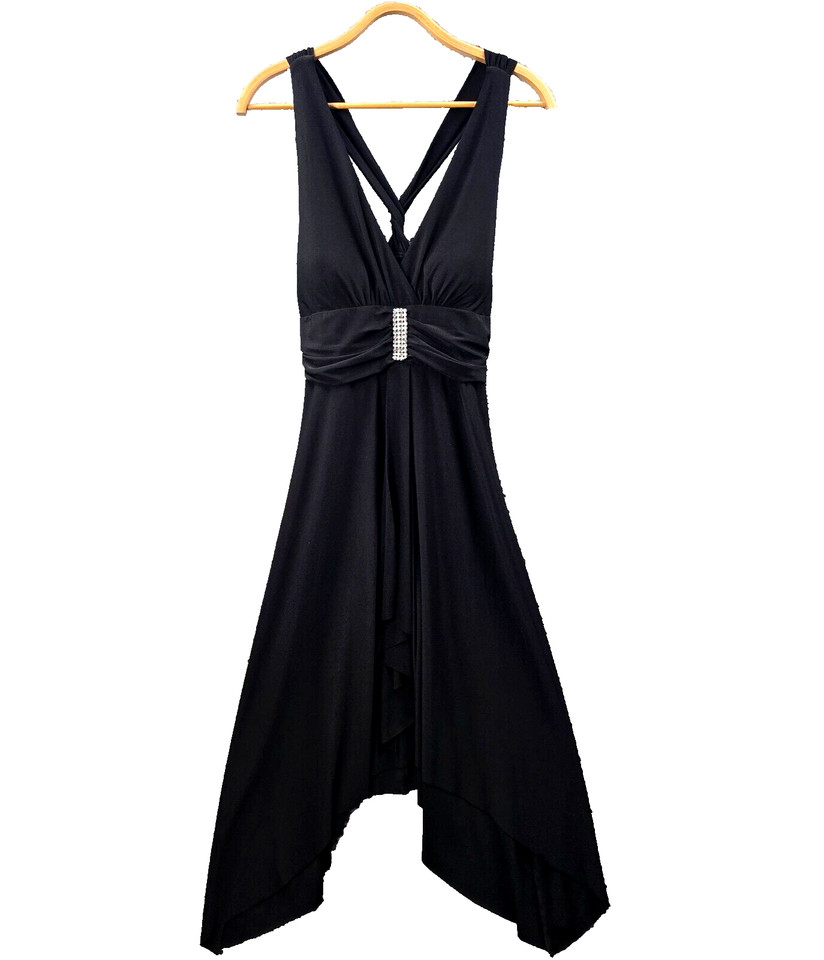 Miss Anne Dress Womens A-line Size XL Black Stretch Knit Sleeveless V-Neck