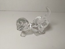 Vintage Fenton Art Glass Crystal Clear Playful Puppy Dog Figurine Made In USA