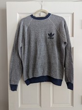 Vintage Adidas Trefoil Sweatshirt Gray Navy Made in USA Size XL Raglan Crewneck