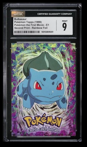 1999 Topps The First Movie 2nd Print Bulbasaur CGC 9 English #E1 Rainbow Foil