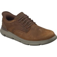 Skechers Garza Duran Mens Dark Brown Leather Slip Ins Hands Free Shoes UK 8-13