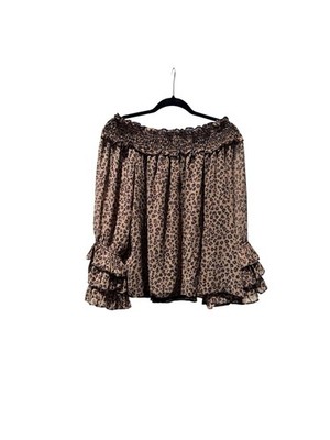 CeCe Off-the-Shoulder Leopard Print Ruffle Sleeve Blouse