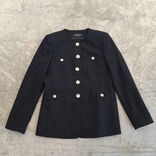 Kasper Blazer Womens Size 4 Blue Herringbone Five Button Ventless Polyester