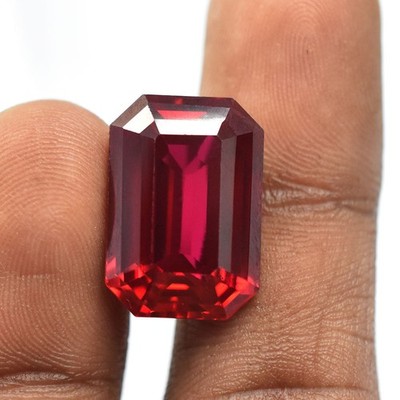 Natural Red Ruby Gemstone 22.60 Ct EMERALD Cut A+ Grade Certified Loose Gemstone