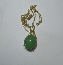 Natural Grade A Jadeite Jade pendant necklace Goldtone