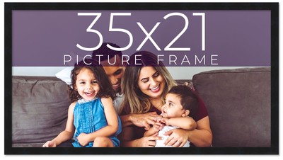 35x21 Frame Black Real Wood Picture Frame Width 0.75 inches | Interior Frame Dep