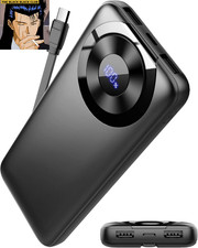 10000mAh Power Bank Built-In Cable 5V/3A Fast Charger LED Display Slim