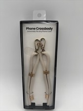 Hello Lux Nylon Rope Phone Crossbody Strap with Gold Accents - Beige