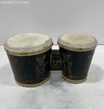 Hand Carved Black Wooden Bongo Drums