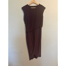 Express Womens Draped Tulip Hem Sheath Dress Burgundy Maroon Small NWT